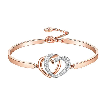 Mother & Daughter Forever Linked Together Double Heart Bracelet