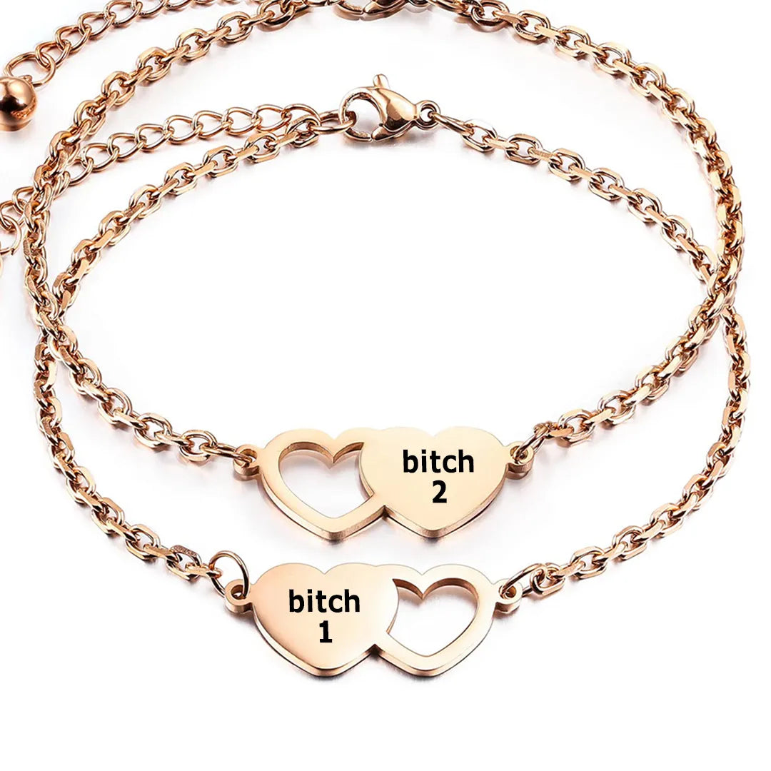 For Friend -You're My Favorite Bitch Heart Set Bracelet