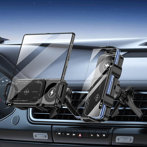 15W Wireless Charging Car Mount for Mobile Phone or Tablet – 90° Rotation, Stable & Adjustable