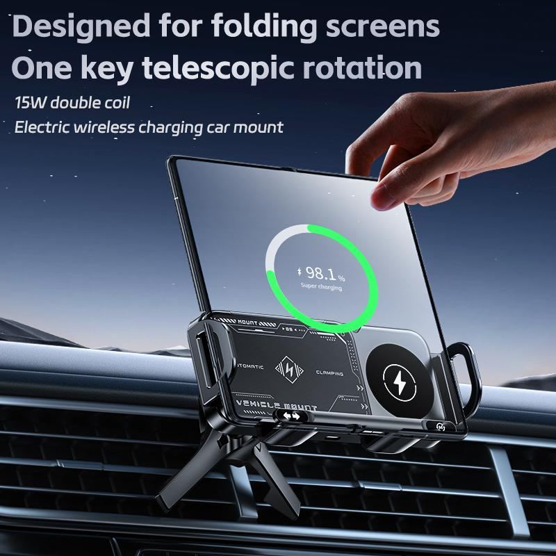 15W Wireless Charging Car Mount for Phones – 90° Rotation, Stable & Adjustable