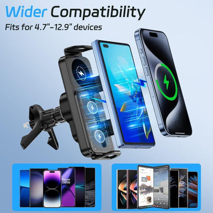 15W Wireless Charging Car Mount for Phones – 90° Rotation, Stable & Adjustable