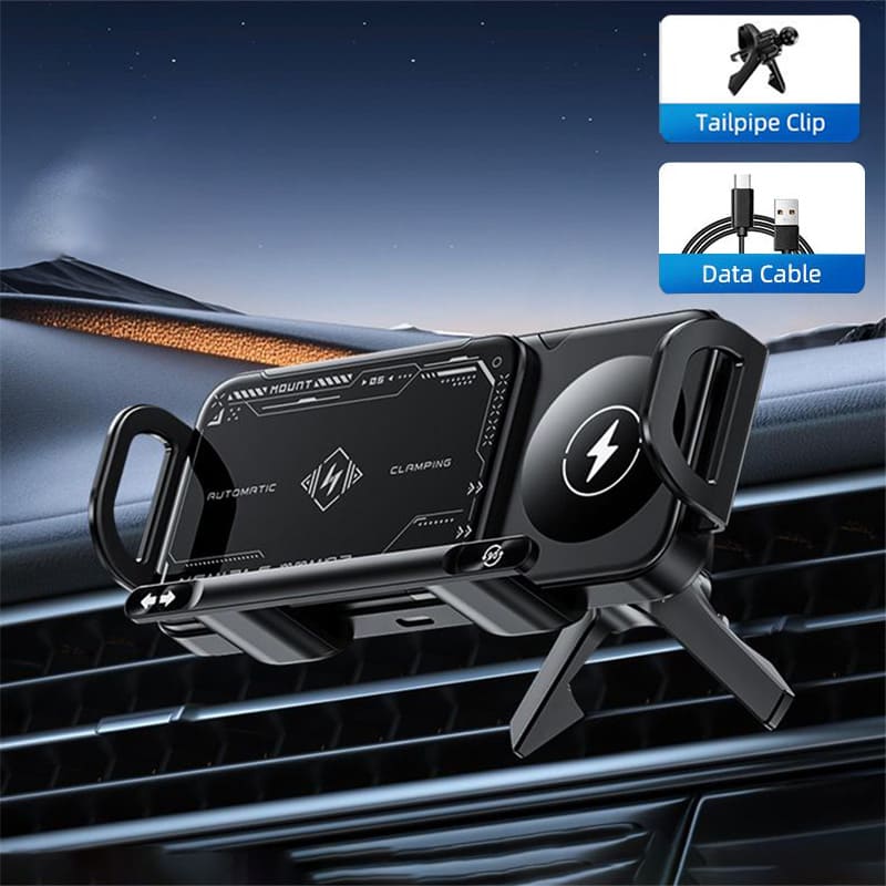 15W Wireless Charging Car Mount for Phones – 90° Rotation, Stable & Adjustable