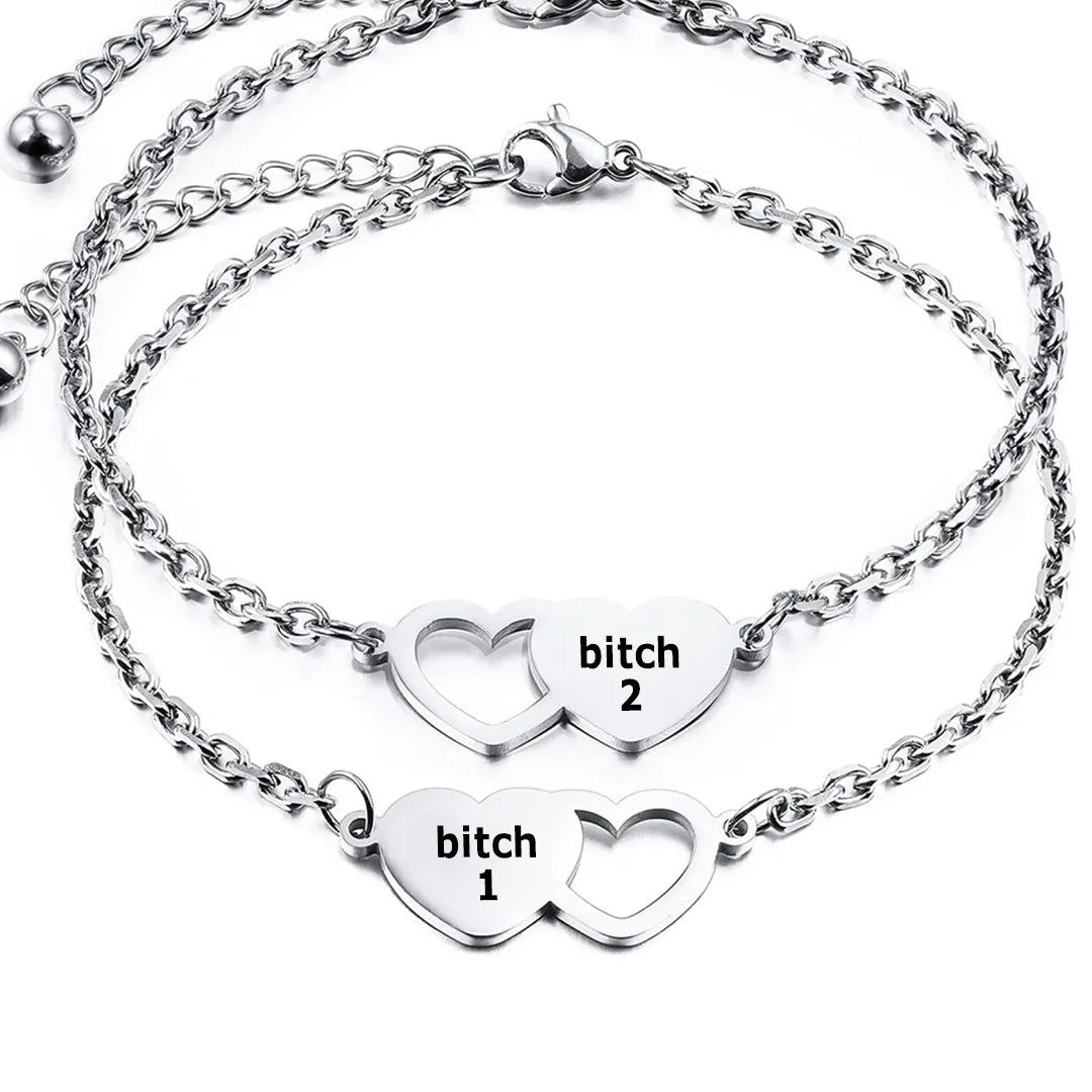 For Friend -You're My Favorite Bitch Heart Set Bracelet