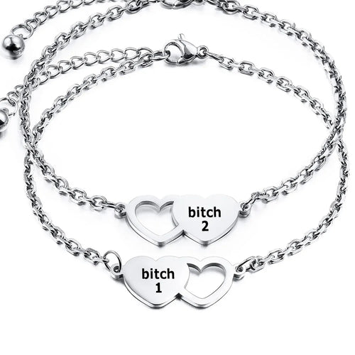 For Friend -You're My Favorite Bitch Heart Set Bracelet