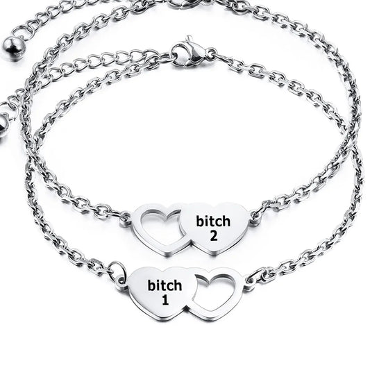 For Friend -You're My Favorite Bitch Heart Set Bracelet