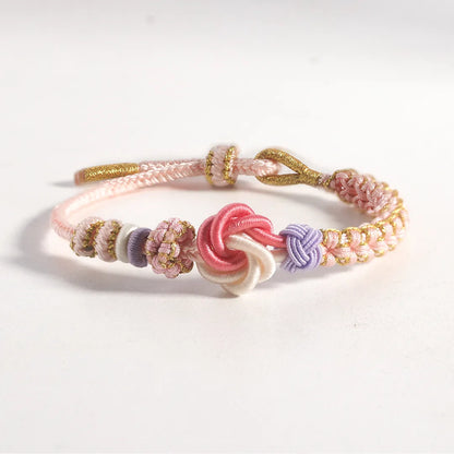 Grandfather & Granddaughter A LINK THAT CAN NEVER BE UNDONE Peach Blossom Knot Bracelet