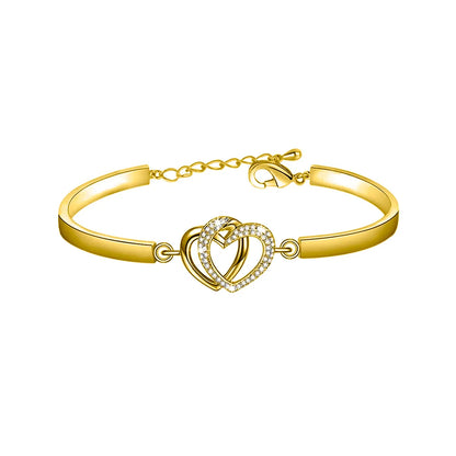 Mother & Daughter Forever Linked Together Double Heart Bracelet