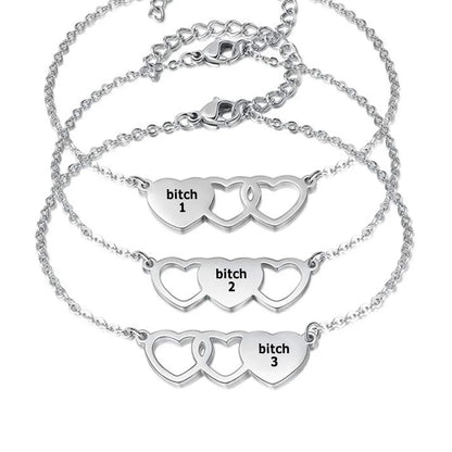 For Friend -You're My Favorite Bitch Heart Set Bracelet