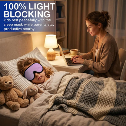 3D Sleep Mask for Kids, Light Block Sleeping Blindfold Memory Foam Contoured Eye Mask for Sleep, Adjustable Strap Eye Cover and Travel Sleep Mask for Boys Girls