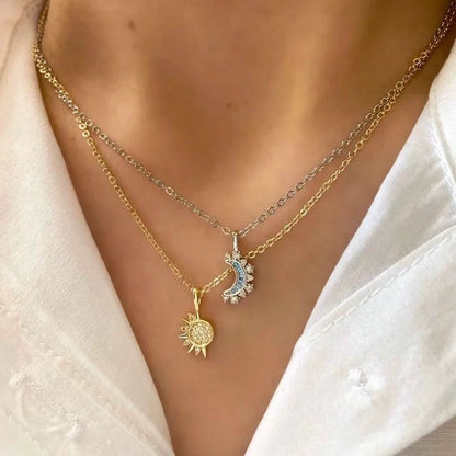 SUN AND MOON NECKLACE SET