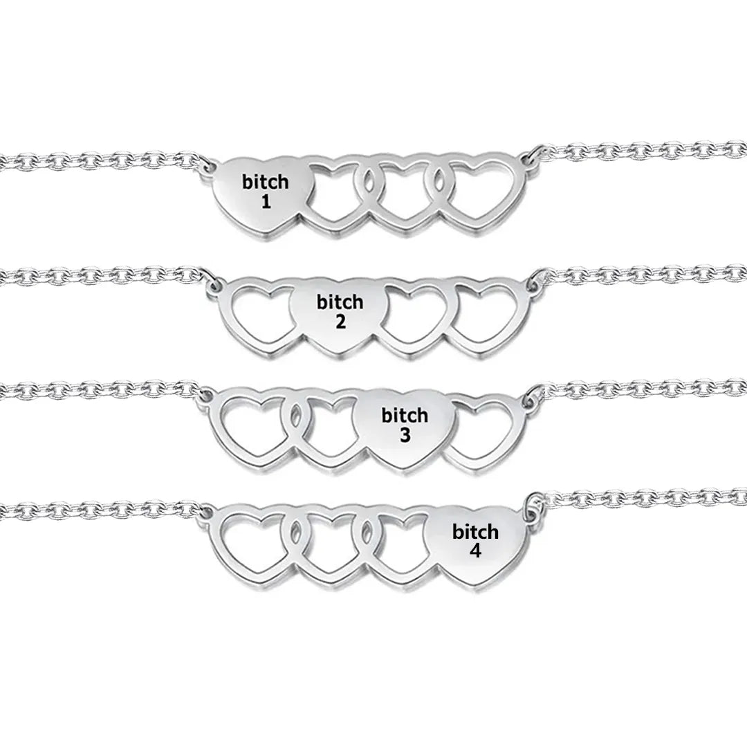 For Friend -You're My Favorite Bitch Heart Set Bracelet