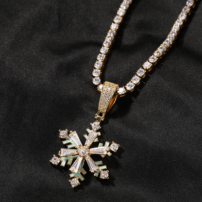 Luminous Spinning Snowflake Necklace