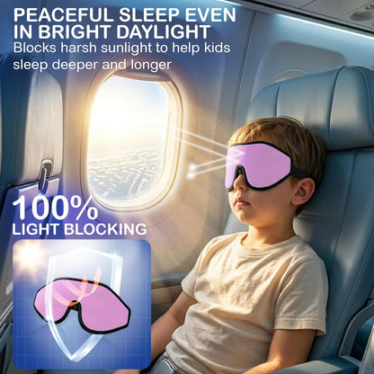 3D Sleep Mask for Kids, Light Block Sleeping Blindfold Memory Foam Contoured Eye Mask for Sleep, Adjustable Strap Eye Cover and Travel Sleep Mask for Boys Girls
