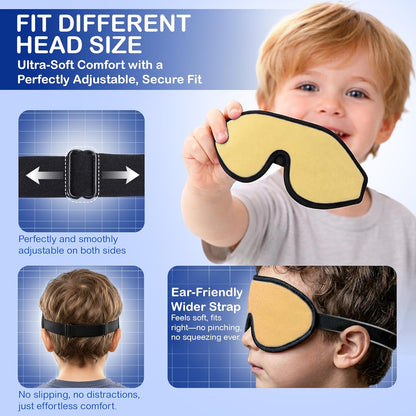3D Sleep Mask for Kids, Light Block Sleeping Blindfold Memory Foam Contoured Eye Mask for Sleep, Adjustable Strap Eye Cover and Travel Sleep Mask for Boys Girls