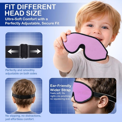 3D Sleep Mask for Kids, Light Block Sleeping Blindfold Memory Foam Contoured Eye Mask for Sleep, Adjustable Strap Eye Cover and Travel Sleep Mask for Boys Girls