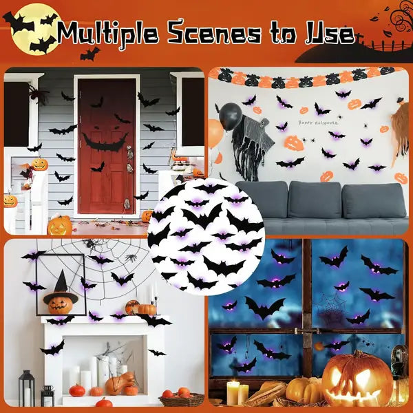 🎁🔥 3D Bat Light Design LED Decorations (contains three sizes: large, medium and small）