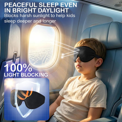 3D Sleep Mask for Kids, Light Block Sleeping Blindfold Memory Foam Contoured Eye Mask for Sleep, Adjustable Strap Eye Cover and Travel Sleep Mask for Boys Girls