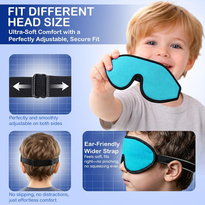 3D Sleep Mask for Kids, Light Block Sleeping Blindfold Memory Foam Contoured Eye Mask for Sleep, Adjustable Strap Eye Cover and Travel Sleep Mask for Boys Girls