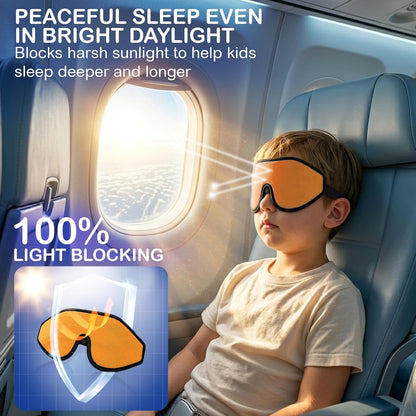 3D Sleep Mask for Kids, Light Block Sleeping Blindfold Memory Foam Contoured Eye Mask for Sleep, Adjustable Strap Eye Cover and Travel Sleep Mask for Boys Girls