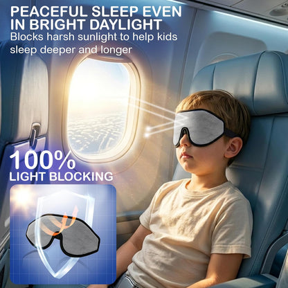 3D Sleep Mask for Kids, Light Block Sleeping Blindfold Memory Foam Contoured Eye Mask for Sleep, Adjustable Strap Eye Cover and Travel Sleep Mask for Boys Girls