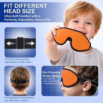 3D Sleep Mask for Kids, Light Block Sleeping Blindfold Memory Foam Contoured Eye Mask for Sleep, Adjustable Strap Eye Cover and Travel Sleep Mask for Boys Girls