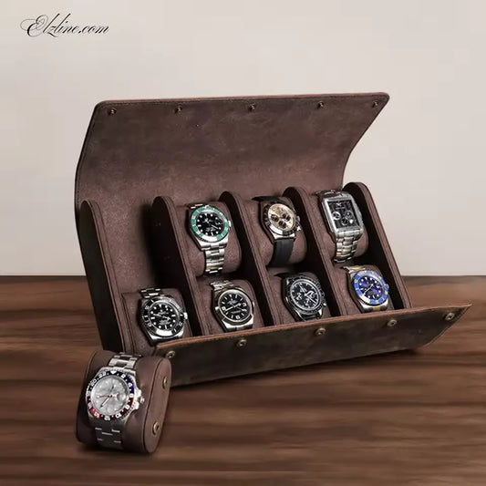 Luxury Vintage Leather Watch Roll Case