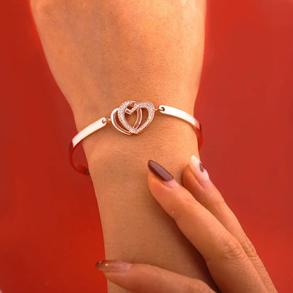 Mother & Daughter Forever Linked Together Double Heart Bracelet