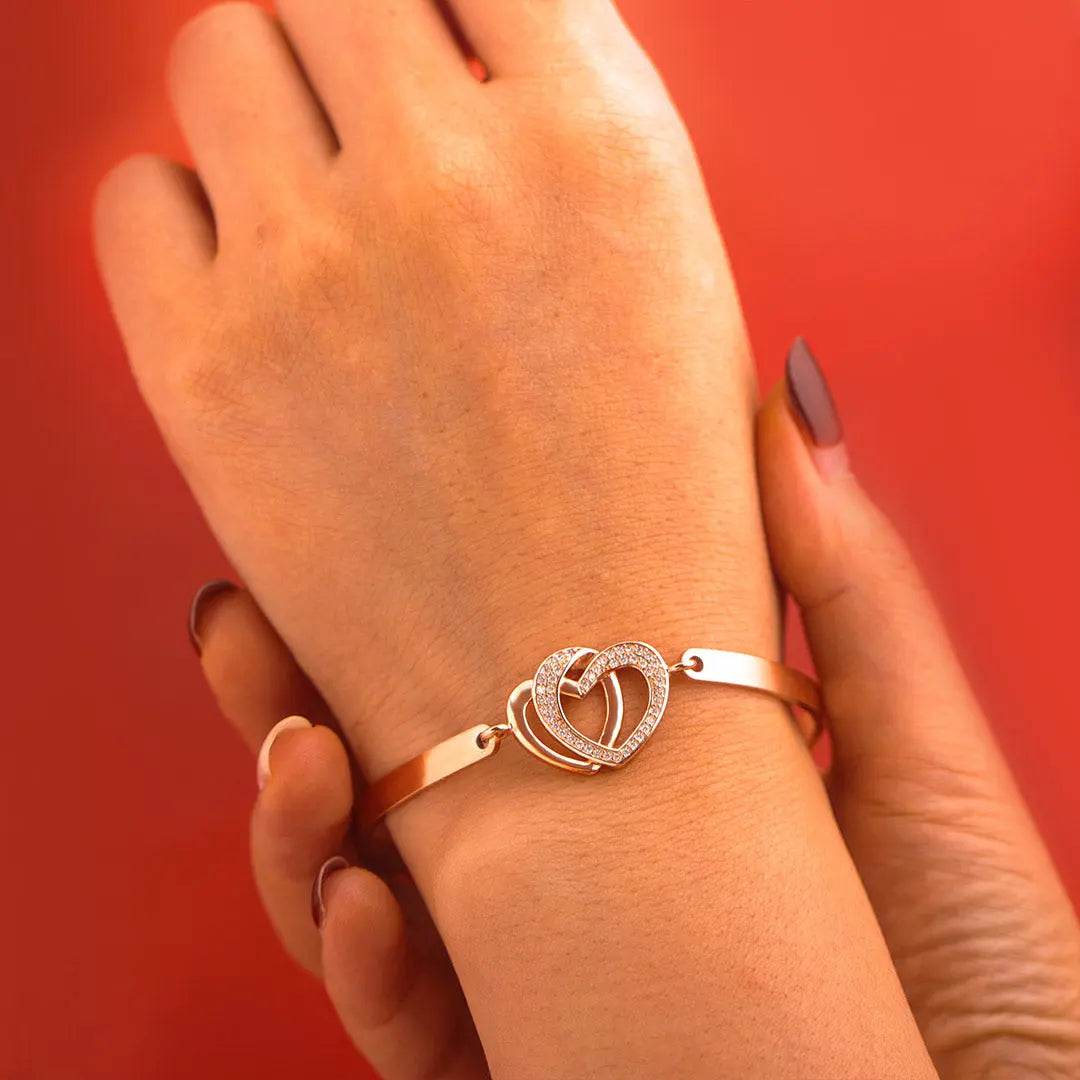 Mother & Daughter Forever Linked Together Double Heart Bracelet