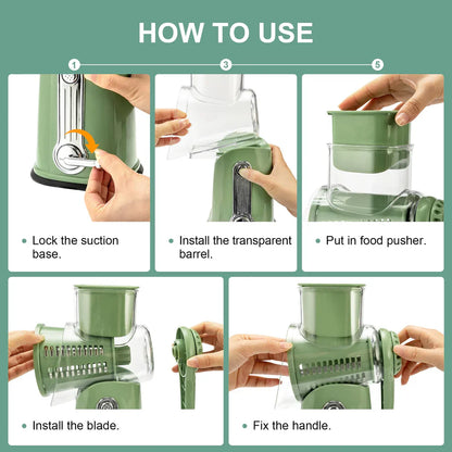 5 in 1 Rotary Cheese Grater Vegetable Slicer
