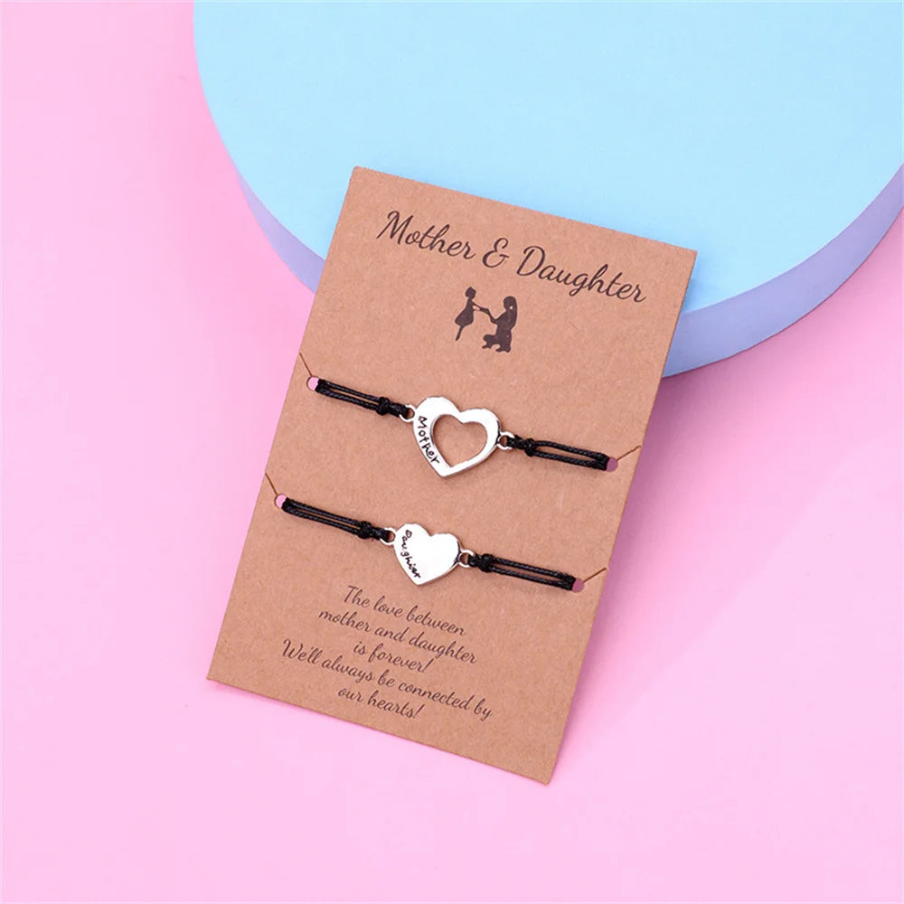 Custom Name Hollow Heart Bracelet - Mother & Daughter