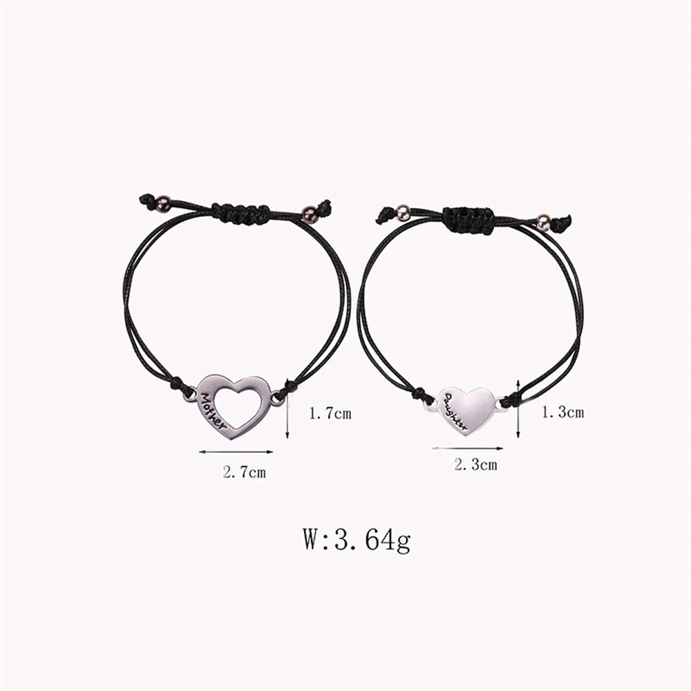 Custom Name Hollow Heart Bracelet - Mother & Daughter