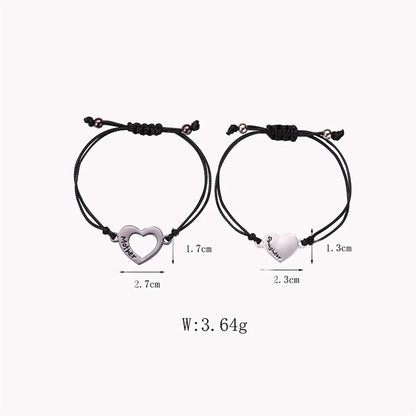 Custom Name Hollow Heart Bracelet - Mother & Daughter