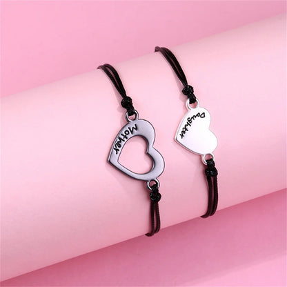 Custom Name Hollow Heart Bracelet - Mother & Daughter