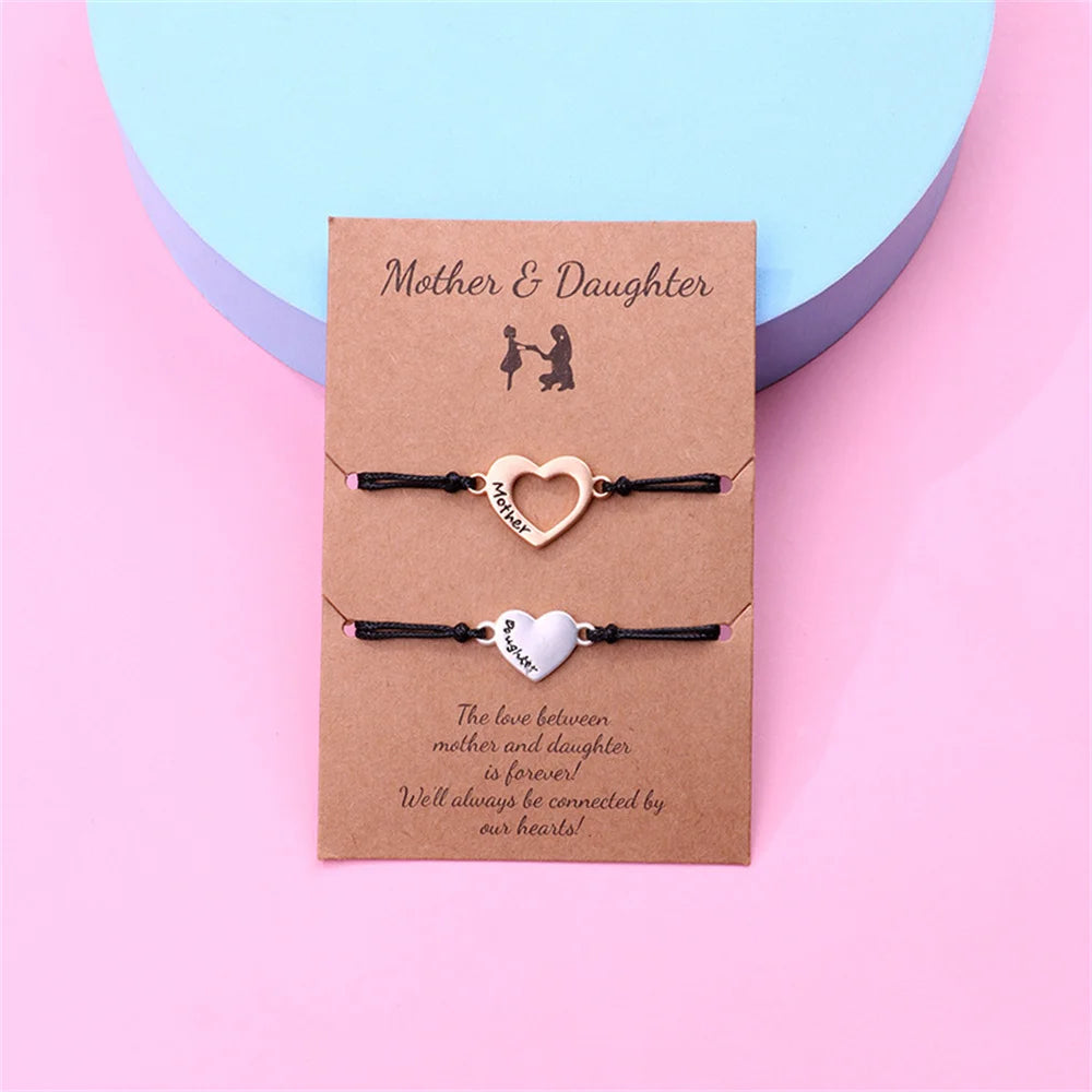 Custom Name Hollow Heart Bracelet - Mother & Daughter