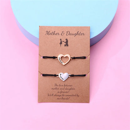 Custom Name Hollow Heart Bracelet - Mother & Daughter