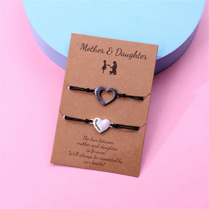 Custom Name Hollow Heart Bracelet - Mother & Daughter