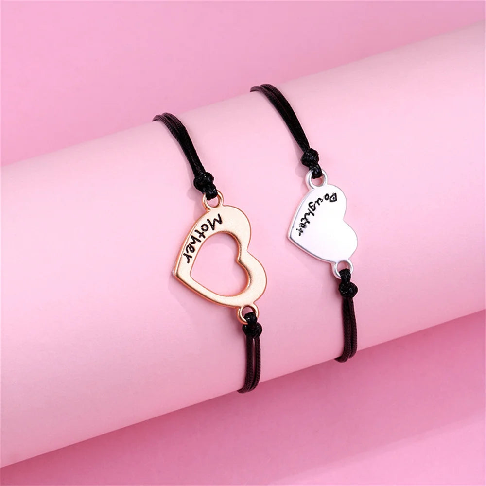 Custom Name Hollow Heart Bracelet - Mother & Daughter