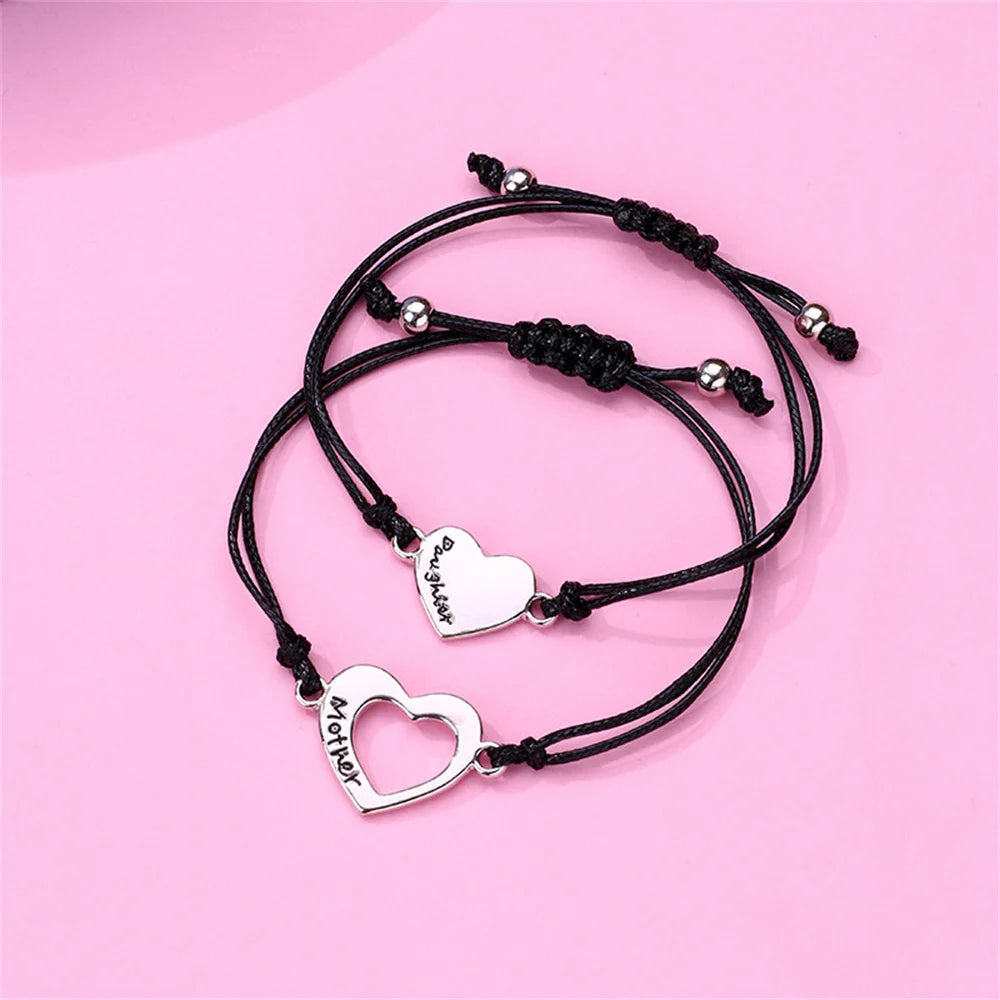 Custom Name Hollow Heart Bracelet - Mother & Daughter