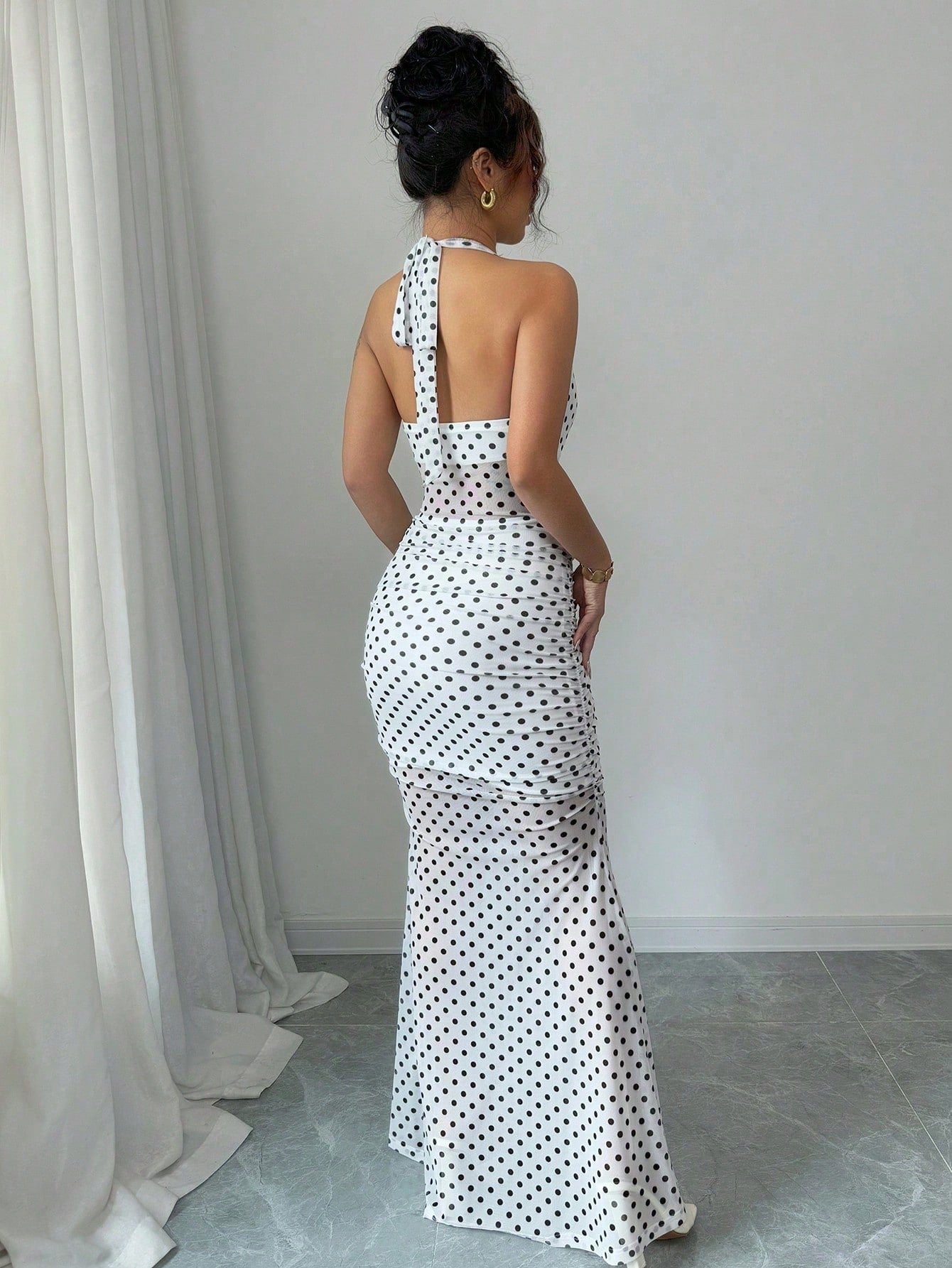 Polka Halter Maxi Dress
