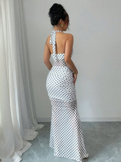 Polka Halter Maxi Dress