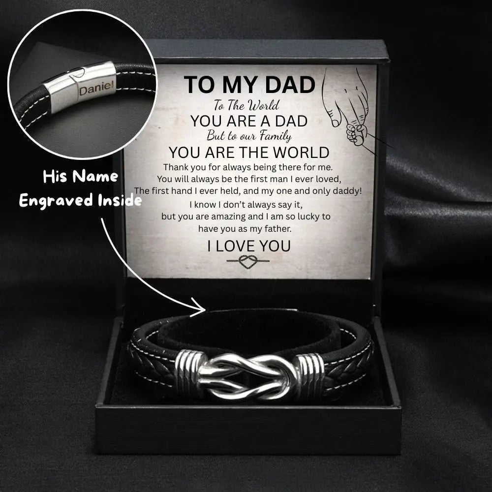 Gift for Dad- Infinity bracelet engraved with name