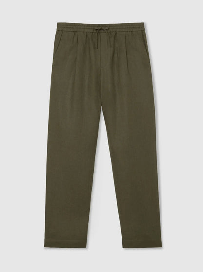 100% Linen Relaxed-Fit Drawstring Trousers