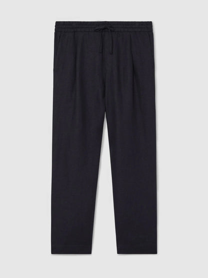 100% Linen Relaxed-Fit Drawstring Trousers