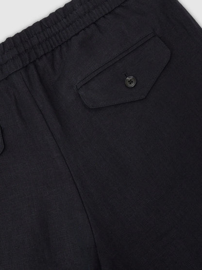 100% Linen Relaxed-Fit Drawstring Trousers