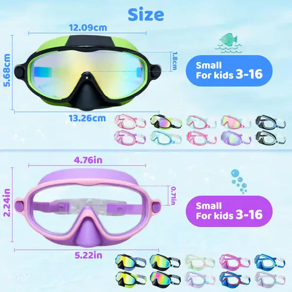 HD children's large frame waterproof and anti-fog swimming goggles
