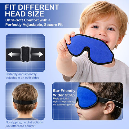 3D Sleep Mask for Kids, Light Block Sleeping Blindfold Memory Foam Contoured Eye Mask for Sleep, Adjustable Strap Eye Cover and Travel Sleep Mask for Boys Girls