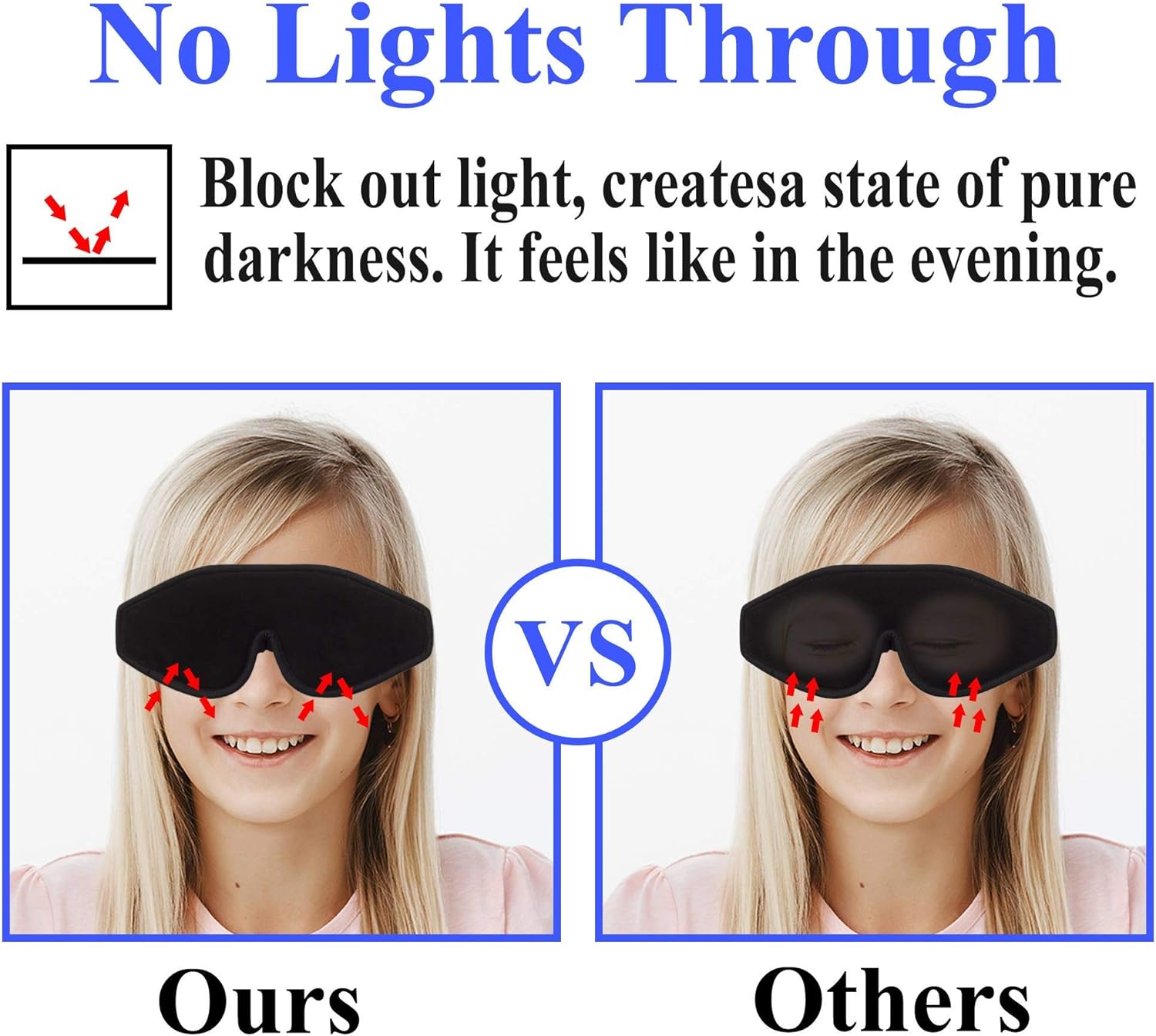 3D Sleep Mask for Kids, Light Block Sleeping Blindfold Memory Foam Contoured Eye Mask for Sleep, Adjustable Strap Eye Cover and Travel Sleep Mask for Boys Girls