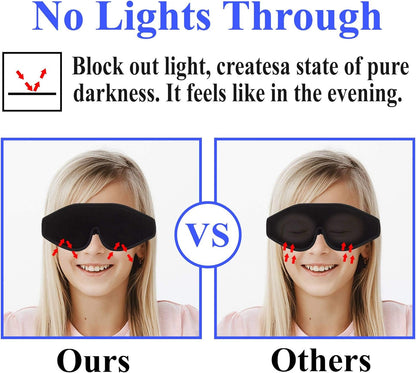 3D Sleep Mask for Kids, Light Block Sleeping Blindfold Memory Foam Contoured Eye Mask for Sleep, Adjustable Strap Eye Cover and Travel Sleep Mask for Boys Girls